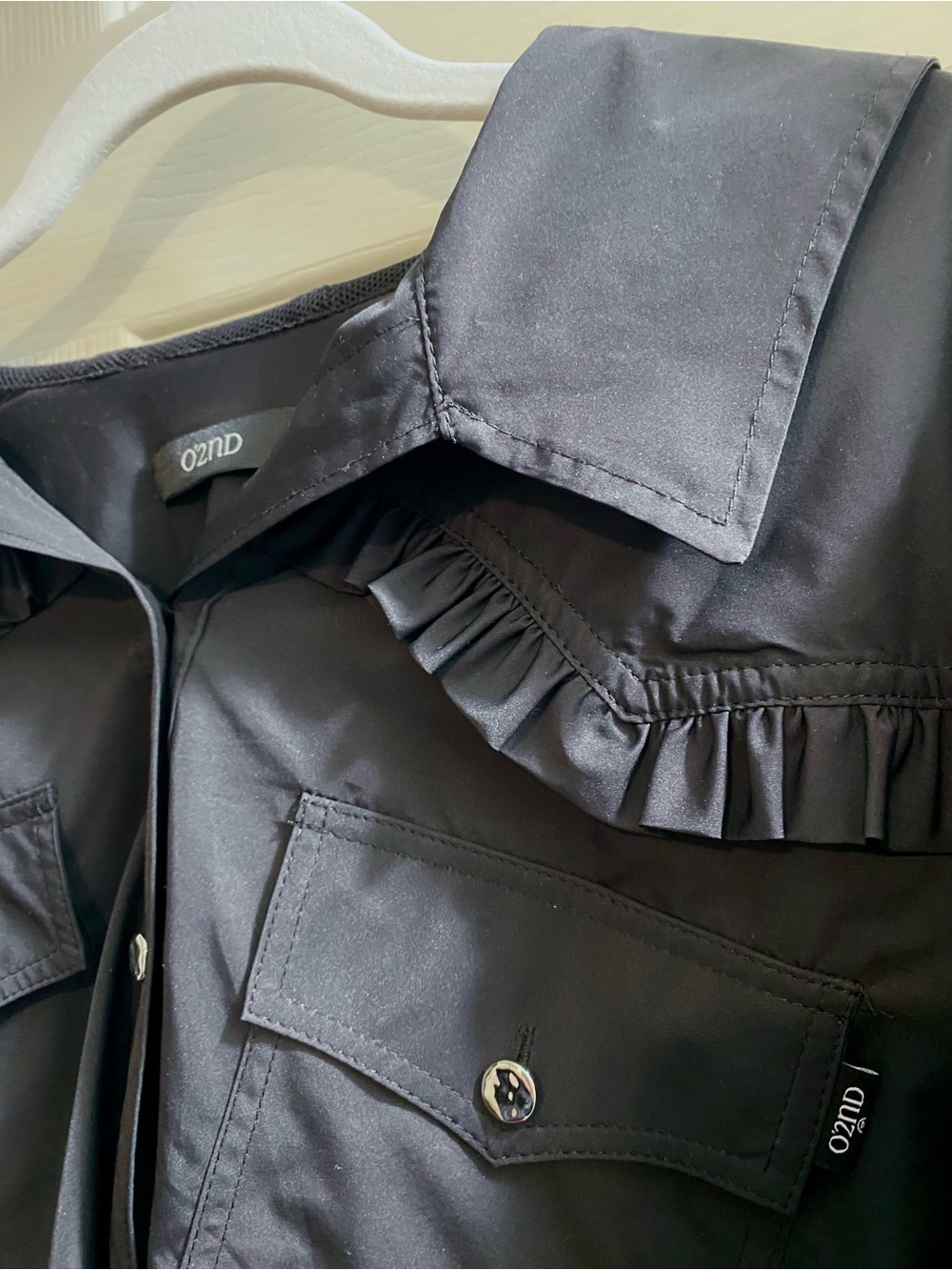 O'2nd Black Ruffle-Trim Button-Front Jacket - Picture 3 of 12